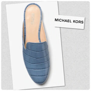 MICHAEL KORS NATASHA LEATHER FLAT SHOES MULES SLIDES